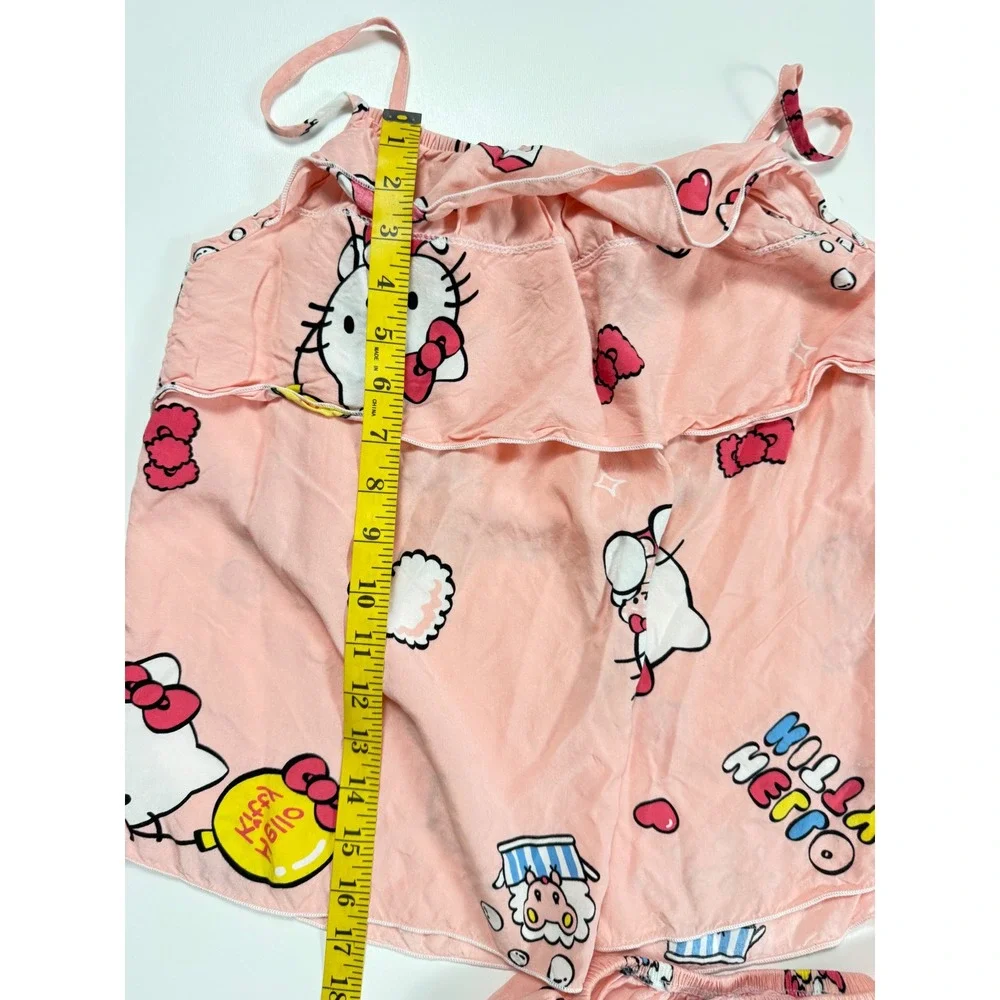 Hello Kitty Pink‎ Ruffle Pajama Set Girls Sleeveless Cami and Shorts Size XL